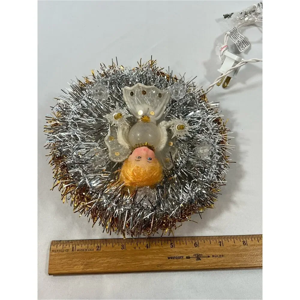 Vintage Mid Cenutry Angel Tree Topper Top or Christmas Decor Lighted Restored